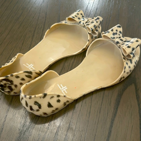 Cheetahfly Leopard Jelly Bow Open Toe Flats D’Orsay - Picture 3 of 3